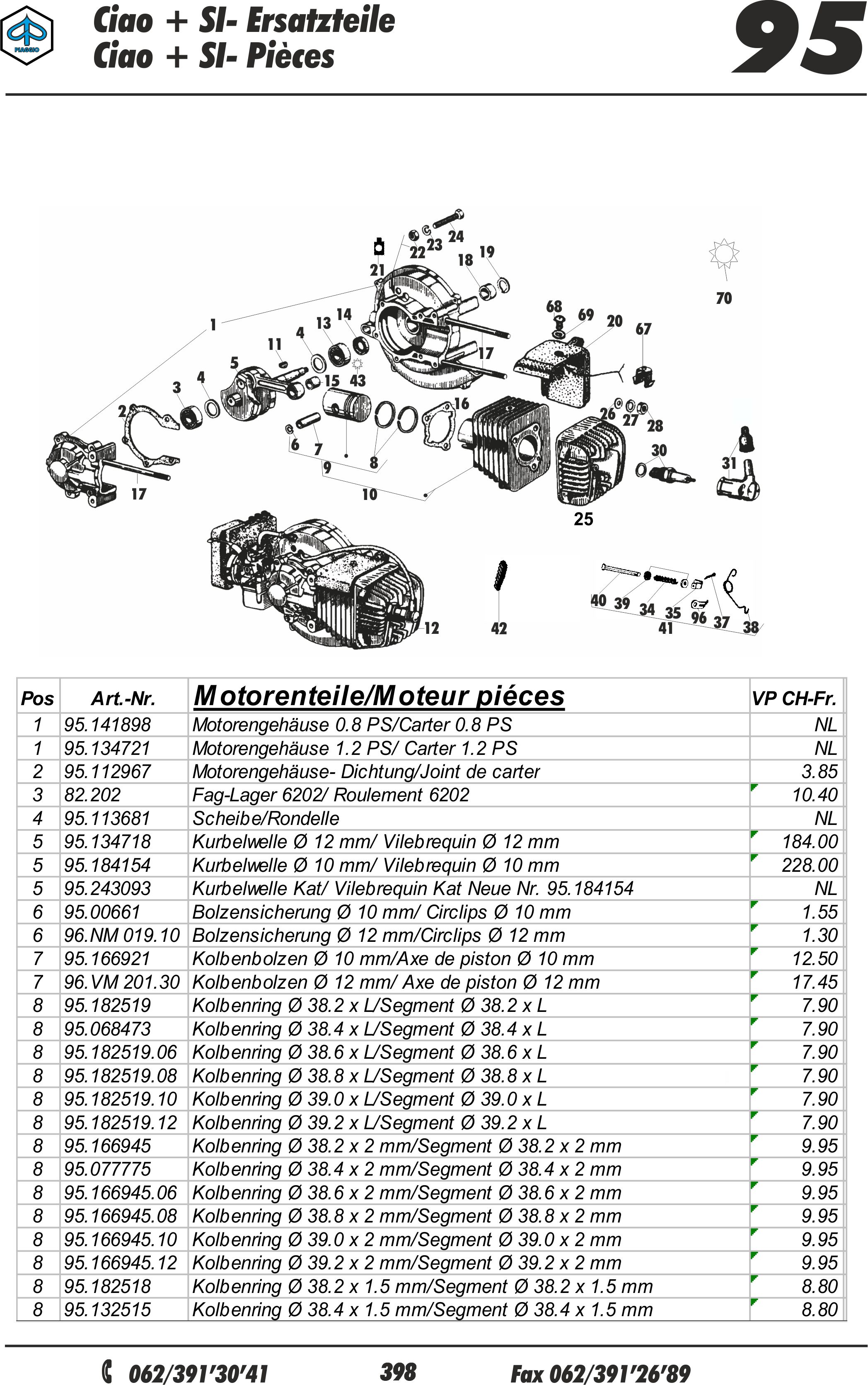 Katalog-Piaggio-Ciao-Motor,Getriebe,Kupplung,Vario