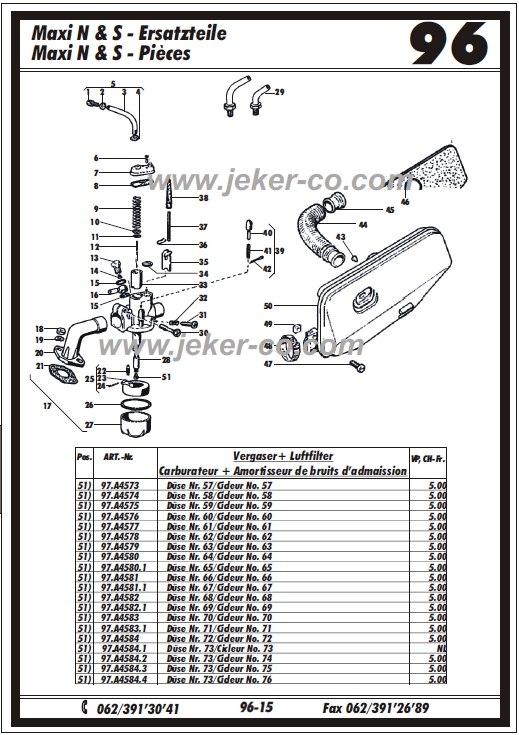 Katalog Starterseite Puch Maxi N + S LG1+2 Teile Ersatzteile Jeker