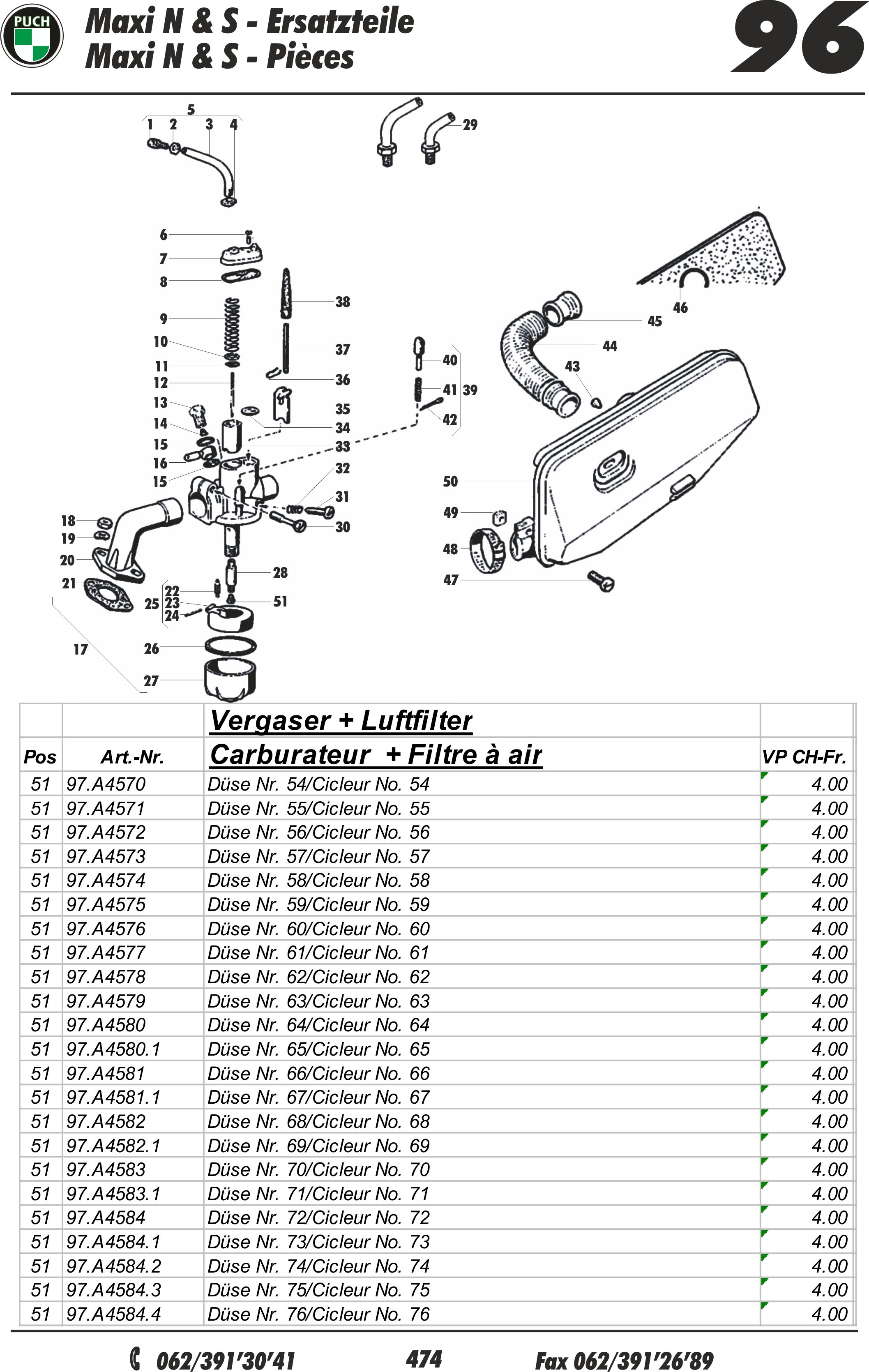 Katalog Starterseite Puch Maxi N + S LG1+2 Teile Ersatzteile Jeker & CO