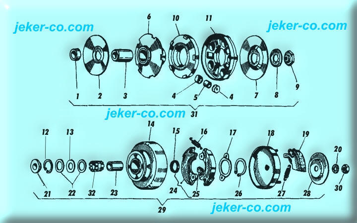 Kupplung Kupplungsglocke Kupplungsbelge Starterkupplung Glocke Belge Scheiben Variator