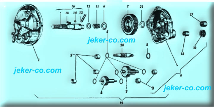 Piaggio-Getriebe-Mono 4 Wellen 0.8 PS V