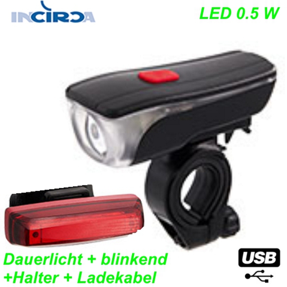 INCIRCA LED Scheinwerferset USB Elekro E- bike Mountainbike Fahrrad Velo Ersatzteile Shop Jeker Balsthal Schweiz