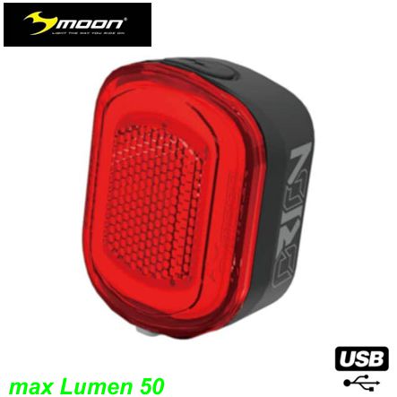MOON ORION Rücklicht 20 Lumen 5 Funkt. USB-micro inside inkl. Schnellspannverschl. 30g E- bike Mountainbike Fahrrad Velo Ersatzteile Shop Jeker Balsthal Schweiz