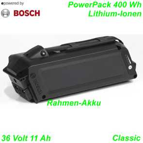 Bosch Rahmenakku PowerPack 400Wh 36V 11Ah schwarz Li-Ionen Ersatzteile Balsthal