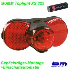 B+M Batterie Rücklicht Gepäckträger Top-light XS 325 Standlicht Mountain Bike Fahrrad Velo Teile Ersatzteile Parts Shop Schweiz