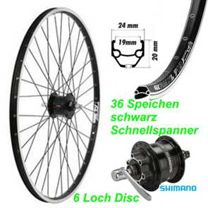 Vorderrad Nexus 26 28 schwarz 6-Loch Disc Nabedynamo DH3N30 mit Schnellspanner E- Mountain Bike Fahrrad Velo Shop kaufen Schweiz