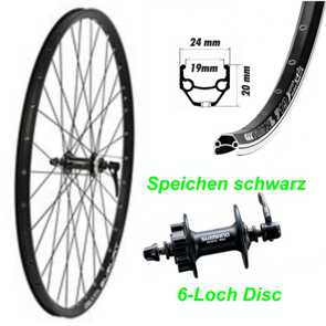 Vorderrad schwarz 6-Loch Disc 26 27.5 28 Felge/Speichen/Nabe M525 mit Schnellspanner E- Mountain Bike Fahrrad Velo Shop kaufen Schweiz