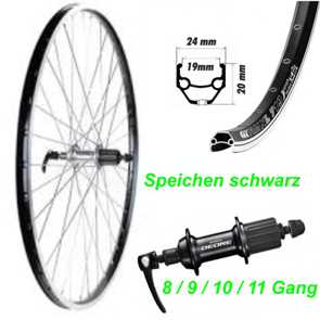Hinterrad schwarz V-Brake 26 28 Felge/Speichen Nabe M590 RM60 silber mit Schnellspanner E- Mountain Bike Fahrrad Velo Shop kaufen Schweiz