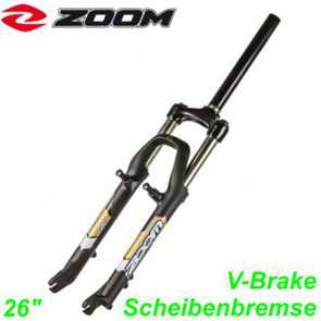 Federgabel Gewinde 26 1Zoll x 210/85 mm ZOOM 565 Disc V-Brake mattschwarz E-Bike Fahrrad Velo Ersatzteile Shop