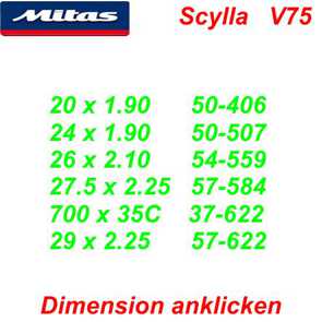 Mitas V75 Scylla Rubena Pneu Reifen Profil und Dimension