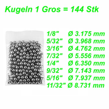 Kugeln  6.3500 mm 1/4 Zoll per Gros 144 Stk.