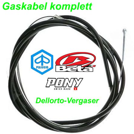 Gaskabel komplett Pony Beta Piaggio Ciao SI schwarz Dellorto Vergaser Mofa Shop kaufen