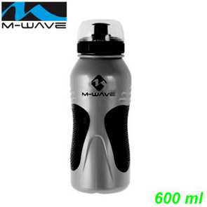 Bidon Trinkflasche 600 ml Plastik silber schwarz M-Wave Antirutscheinlage Mountain Bike Fahrrad Velo Shop kaufen Schweiz