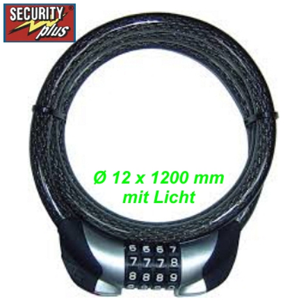 Security Plus Zahlen Spiralkabelschloss Ø12 x 1200 E- Bike Mountainbike Fahrrad Velo Shop kaufen Schweiz