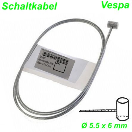 Schaltkabel Vespa Ø 5.5 x 6 mm Ø 1.5 x 2200 mm Teile Ersatzteile Parts Shop kaufen Schweiz