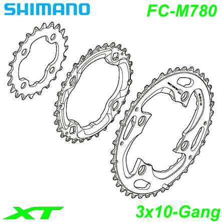 Shimano Kettenblatt 3x10-G FC-M780 Fahrrad Velo E-Bike Ersatzteile