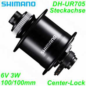 Shimano Nabendynamo DH-UR705 CenterLock 36-L 6V/3W schwarz 100/108mm Steckachse Bike Fahrrad Velo Ersatzteile