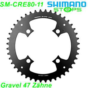 Shimano Steps Kettenblatt SM-CRE80-11 47 Zhne o/Aufnahme Gravel schwarz Ersatzteile Balsthal