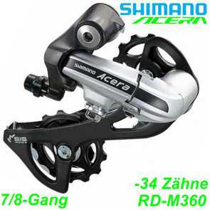 Shimano Kettenwechsel Wechsel 7/8 Gang RD-M360 silber alle Merken Elekro E- bike Mountainbike Fahrrad Velo Ersatzteile Shop Jeker Balsthal Schweiz