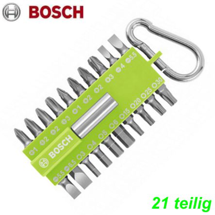 Schrauben Bit-Set 21-tlg. Bosch inkl. magnet. Bithalter grün