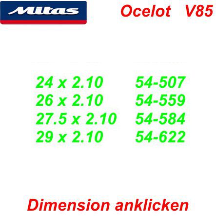 Mitas Rubena Pneu Reifen Profil und Dimension V85 Ocelot