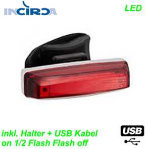 INCIRCA LED Rücklicht USB Elekro E- bike Mountainbike Fahrrad Velo Ersatzteile Shop Jeker Balsthal Schweiz