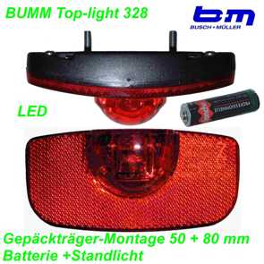 B+M Batterie Rücklicht Gepäckträger Top-light 328 Standlicht Mountain Bike Fahrrad Velo Teile Ersatzteile Parts Shop Schweiz