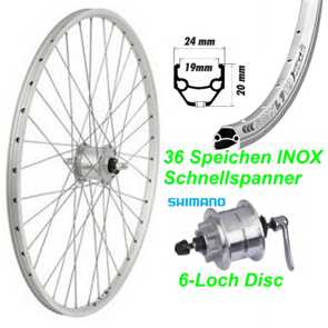 Vorderrad Nexus 26 28 silber 6-Loch Disc Nabedynamo DH3N30 mit Schnellspanner E- Mountain Bike Fahrrad Velo Shop kaufen Schweiz