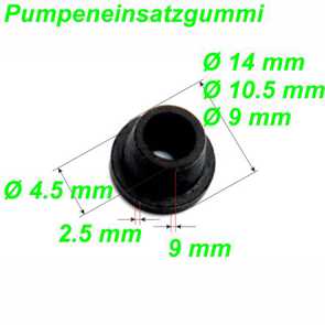 Pumpeneinsatzgummi  14 / 10.5 / 9 / 4.5 x 9 / 2.5 mm E-Bike Fahrrad Velo Ersatzteile Shop