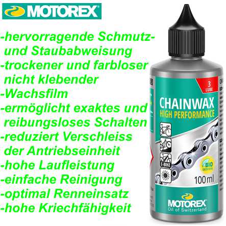 Chainwax Kettenschmierstoff auf Wachs-/Wasserbasis high performance Ersatzteile Balsthal