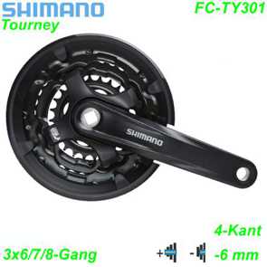 Shimano Kettenradgarnitur Vierkant 4-Kant FC-TY301 schwarz