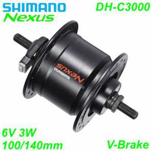 Shimano Nabendynamo DH-C3000-3 V-Brake 36-L 6V/3W schwarz 100/140mm Festachse Bike Fahrrad Velo Ersatzteile