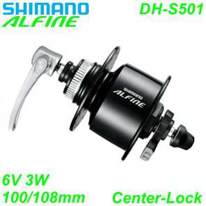 Shimano Nabendynamo DH-S501 CenterLock 36-L 6V/3W schwarz 100/108mm Bike Fahrrad Velo Ersatzteile