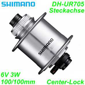 Shimano Nabendynamo DH-UR705 CenterLock 36-L 6V/3W silber 100/108mm Steckachse Bike Fahrrad Velo Ersatzteile